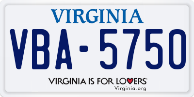 VA license plate VBA5750