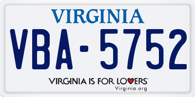 VA license plate VBA5752