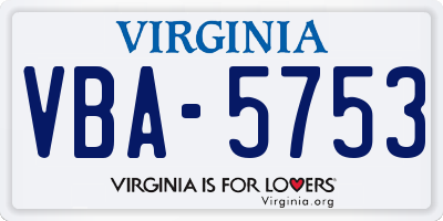 VA license plate VBA5753