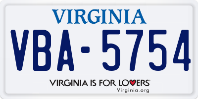 VA license plate VBA5754