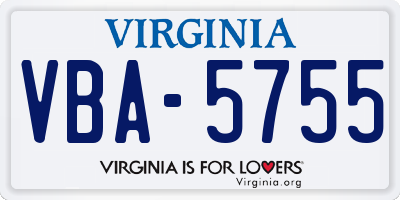 VA license plate VBA5755
