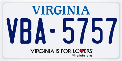 VA license plate VBA5757