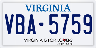 VA license plate VBA5759