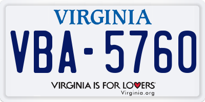 VA license plate VBA5760
