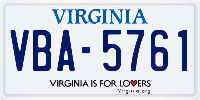 VA license plate VBA5761
