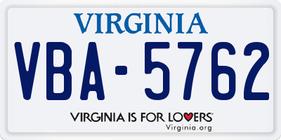 VA license plate VBA5762