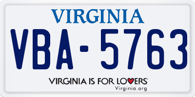 VA license plate VBA5763
