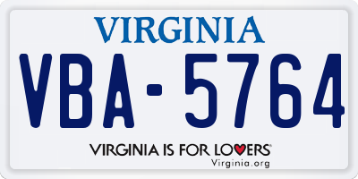VA license plate VBA5764