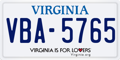 VA license plate VBA5765