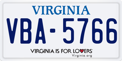VA license plate VBA5766