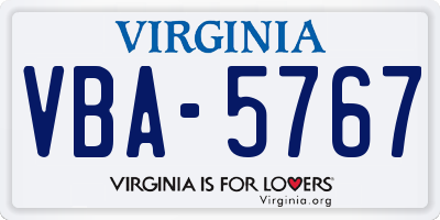 VA license plate VBA5767