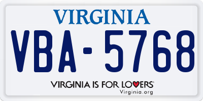 VA license plate VBA5768