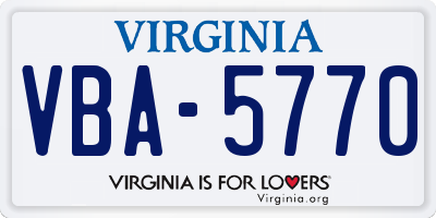 VA license plate VBA5770