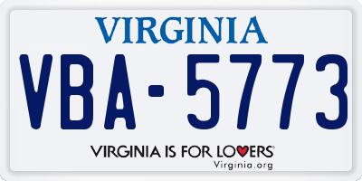 VA license plate VBA5773