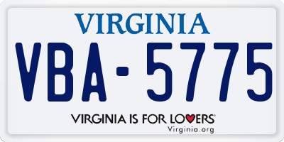 VA license plate VBA5775