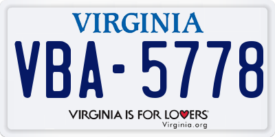 VA license plate VBA5778