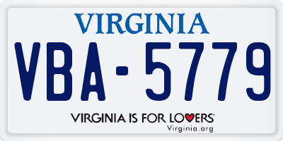 VA license plate VBA5779