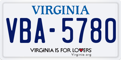 VA license plate VBA5780