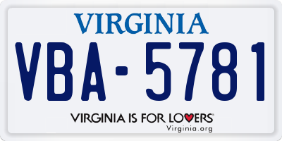 VA license plate VBA5781