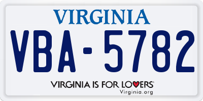 VA license plate VBA5782