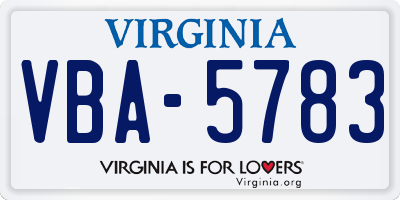 VA license plate VBA5783