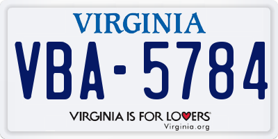 VA license plate VBA5784