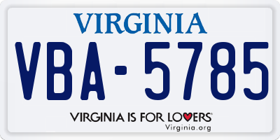 VA license plate VBA5785