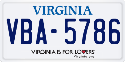 VA license plate VBA5786
