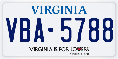 VA license plate VBA5788