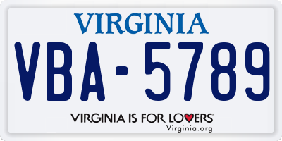 VA license plate VBA5789
