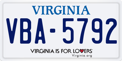 VA license plate VBA5792
