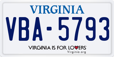 VA license plate VBA5793