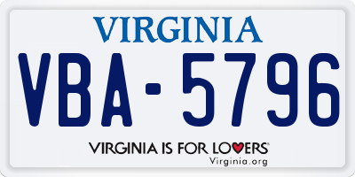 VA license plate VBA5796