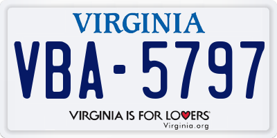 VA license plate VBA5797