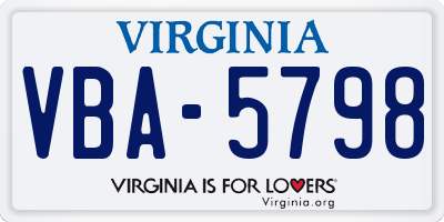 VA license plate VBA5798