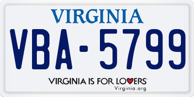 VA license plate VBA5799