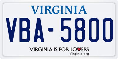 VA license plate VBA5800