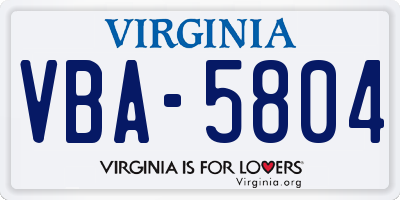VA license plate VBA5804