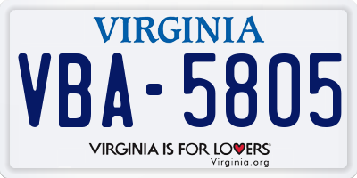 VA license plate VBA5805