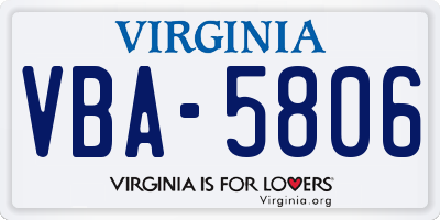 VA license plate VBA5806