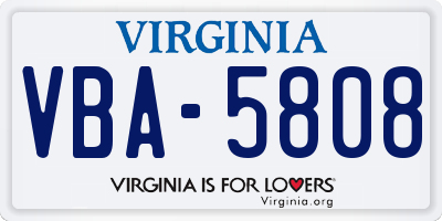 VA license plate VBA5808