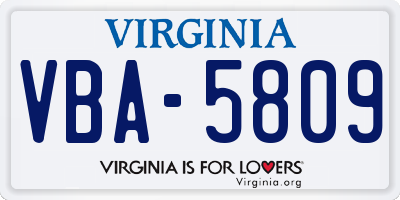 VA license plate VBA5809