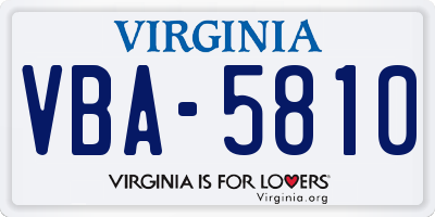VA license plate VBA5810
