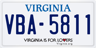 VA license plate VBA5811