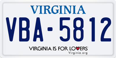 VA license plate VBA5812