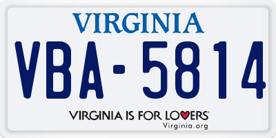 VA license plate VBA5814