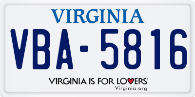 VA license plate VBA5816