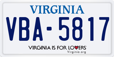 VA license plate VBA5817