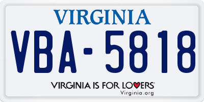 VA license plate VBA5818