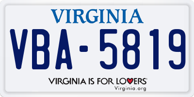 VA license plate VBA5819